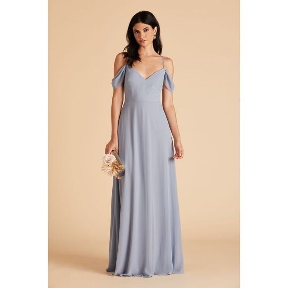 NEW! Birdy Grey Devin Convertible Dress With Slit Chiffon Dusty Blue $125 MED - Picture 1 of 11